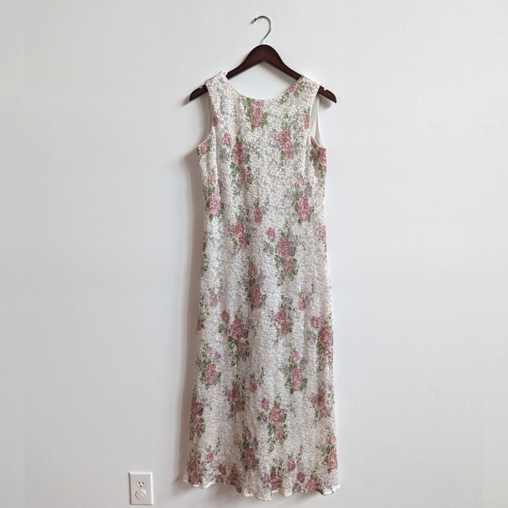 Vtg 90s Betsy Lauren Dress 4/6 Womens Floral Maxi Sheath Dance